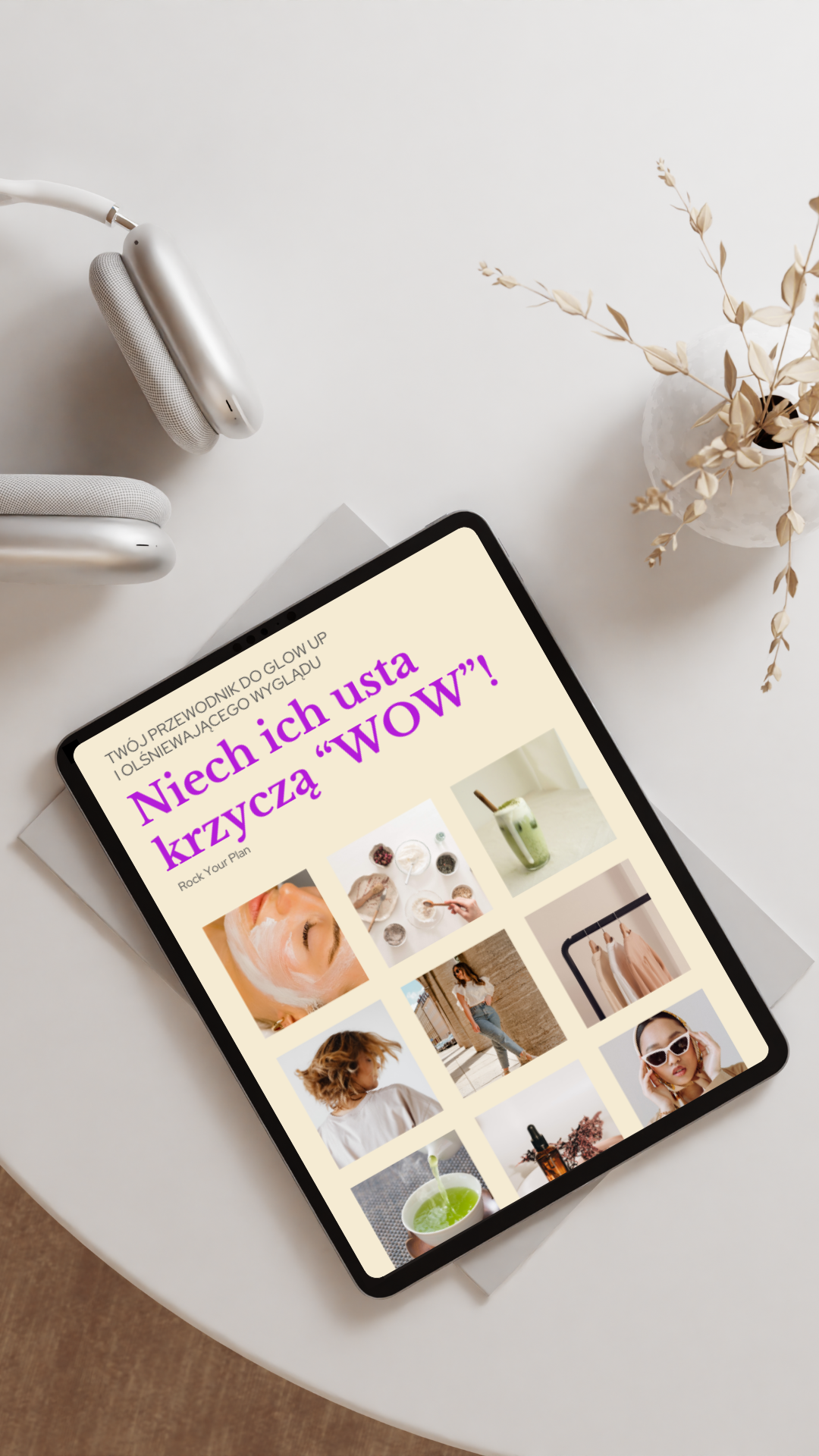 tablet, na którym jest okładka ebooka glow up